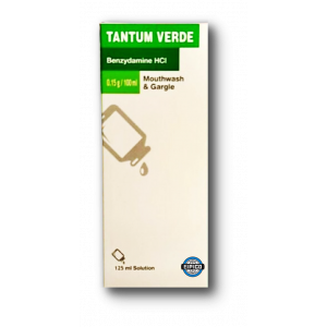 TANTUM VERDE 0.15% MOUTH WASH & GARGLE ( BENZYDAMINE HCL 0.15 GM / 100 ML ) 125 ML BOTTLE